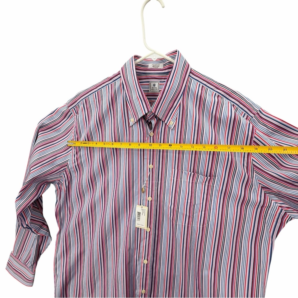 Peter Millar Multi Stripe Button Down Shirt Size 17 43 Classic Fit Cotton NWT - Picture 10 of 16